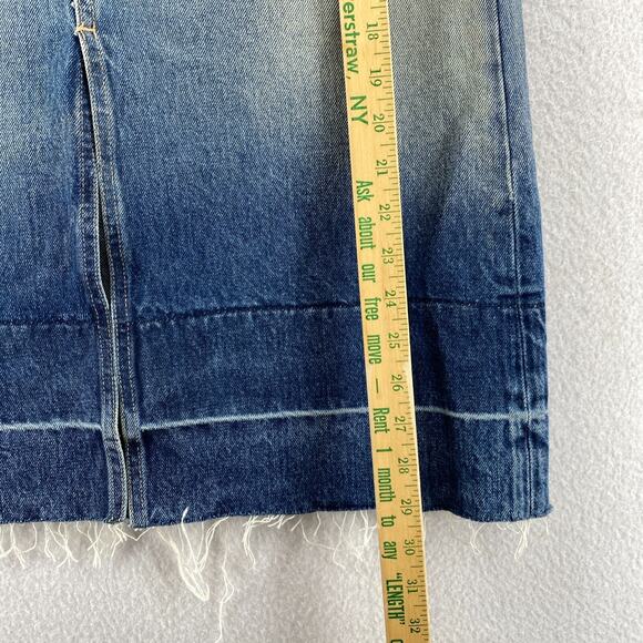 CURRENT ELLIOT Skirt 25 Slit Midi Faded Ombre Raw Hem HighWaist Denim Blue USA - Picture 9 of 10